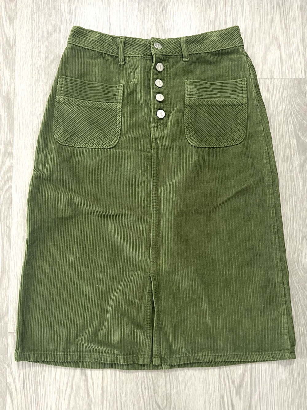 ANTHROPOLOGIE Pilcro And The Letterpress Green Corduroy Pencil Skirt Size 4 - Picture 4 of 14
